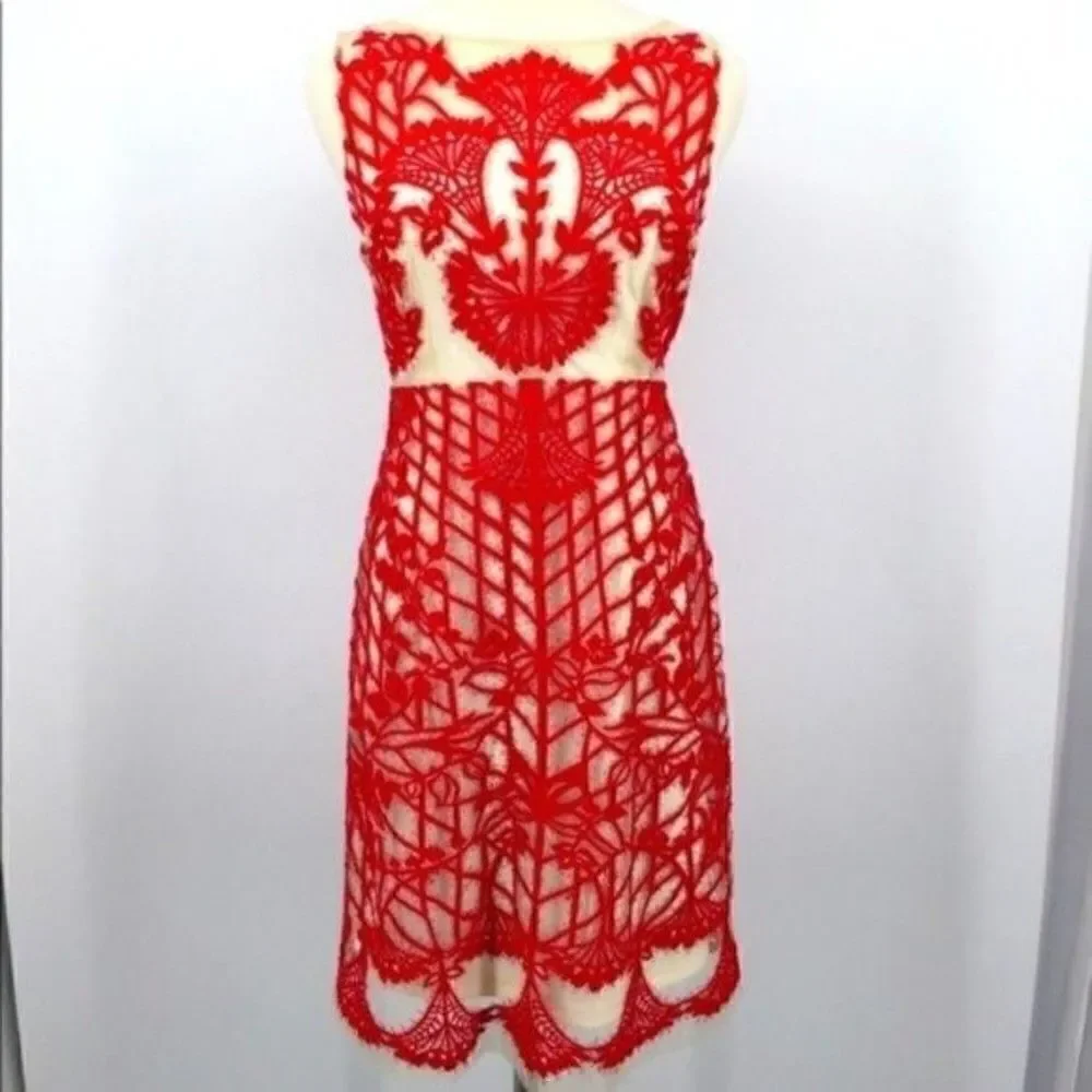 Geisha Designs Dress 2P BoxJ Sugared Ruby Sheath Red Floral print BoxS
